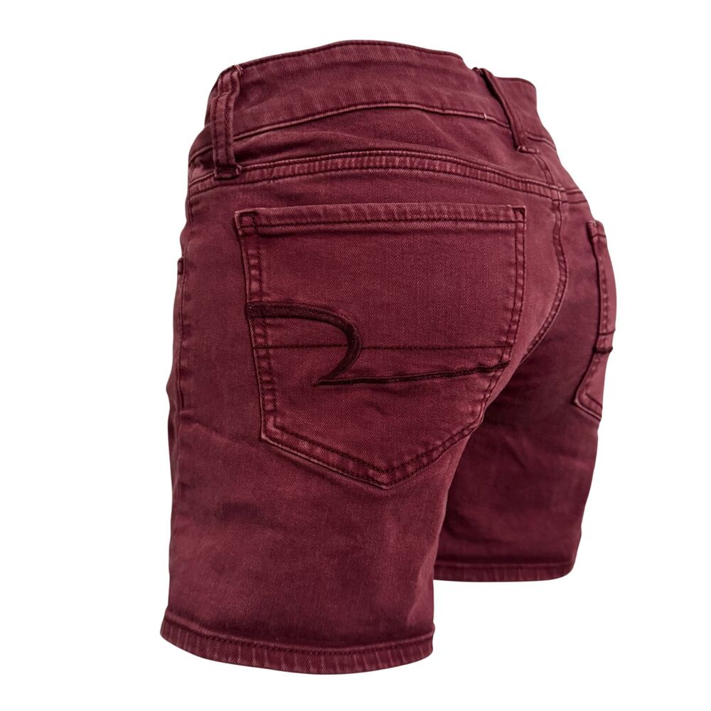 American Eagle Super Stretch Shorts Womens Size 2 Maroon Burgundy Midi Bermudas